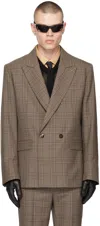 Ernest W Baker Beige Check Blazer In Beige&brown Check