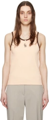 Ernest W Baker Beige Embroidered Tank Top In Camel W/brown