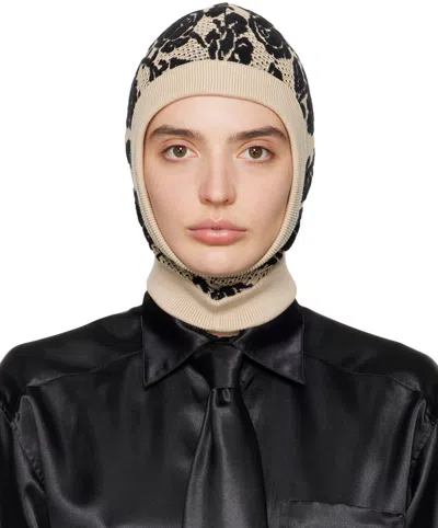 Ernest W Baker Beige Rose Jacquard Balaclava In Camel