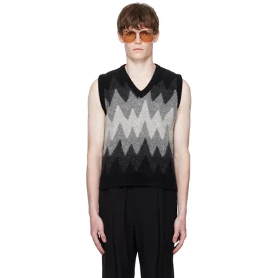 Ernest W Baker Black & Gray Degrade Jacquard Vest