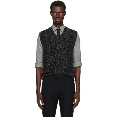 Ernest W Baker Black & Off-white Tweed Vest