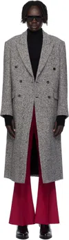 Ernest W Baker Black & White Double-breasted Coat In Gray