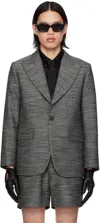 Ernest W Baker Black & White Single-breasted Blazer In Bkwhite