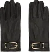 Ernest W Baker Black Buckle Appliqué Leather Gloves In Black