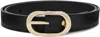 Ernest W Baker Black Buckle Leather Belt In Black