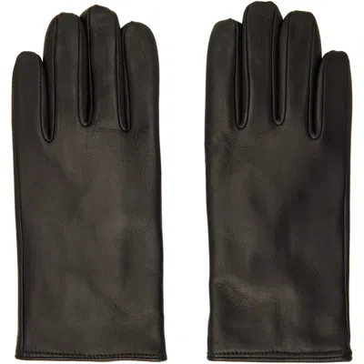 Ernest W Baker Black Cashmere Lined Leather Gloves In Black Leather