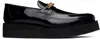 Ernest W Baker Black Chain Creeper Loafers In Black Patent Leather