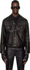 Ernest W Baker Multiple-pockets Buttoned Leather Jacket In Black
