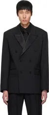 Ernest W Baker Black Double-breasted Blazer In Black