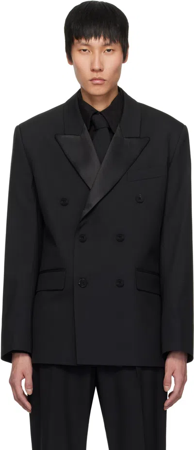 Ernest W Baker Black Double-breasted Blazer
