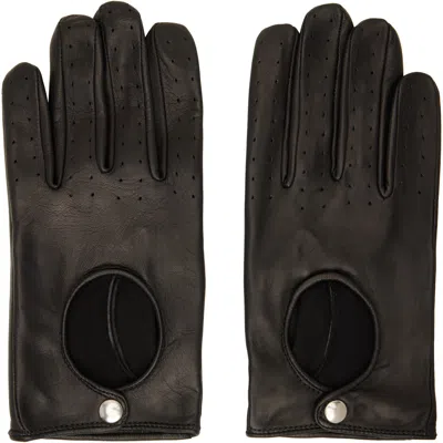 Ernest W Baker Black Driving Gloves In Black Leather