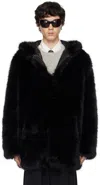 Ernest W Baker Black Faux-fur Hooded Jacket In Black