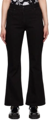 Ernest W Baker Black Flare Jeans In Black Organic Denim