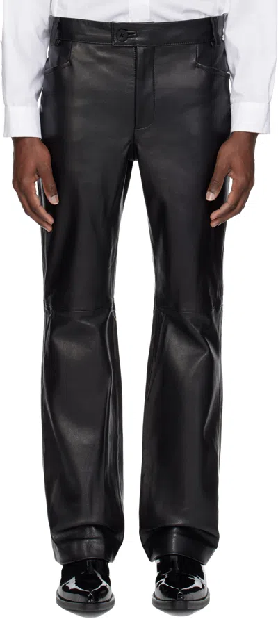 Ernest W Baker Black Flare Leather Pants