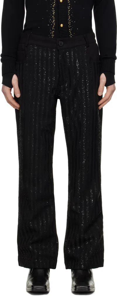 Ernest W Baker Black Flare Trousers In Black Payettes