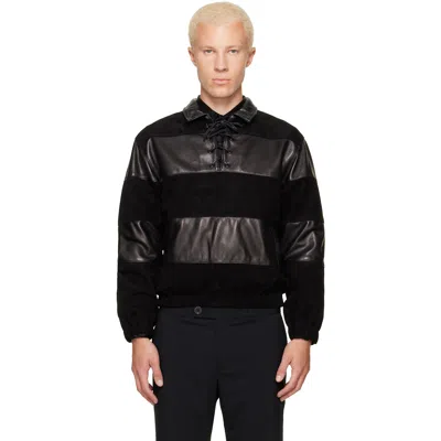 Ernest W Baker Black Leather & Suede Sailor Jacket