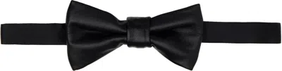 Ernest W Baker Black Leather Bow Tie