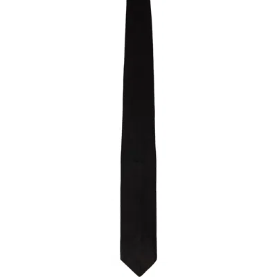 Ernest W Baker Black Leather Classic Tie In Black Suede