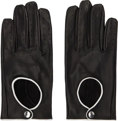 Ernest W Baker Black Leather Driving Gloves