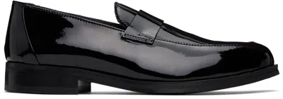 Ernest W Baker Black Leather Loafers In Black Patent Leather
