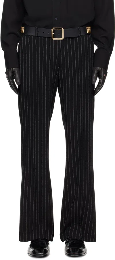 Ernest W Baker Black Loose Fit Flare Trousers In Black & White