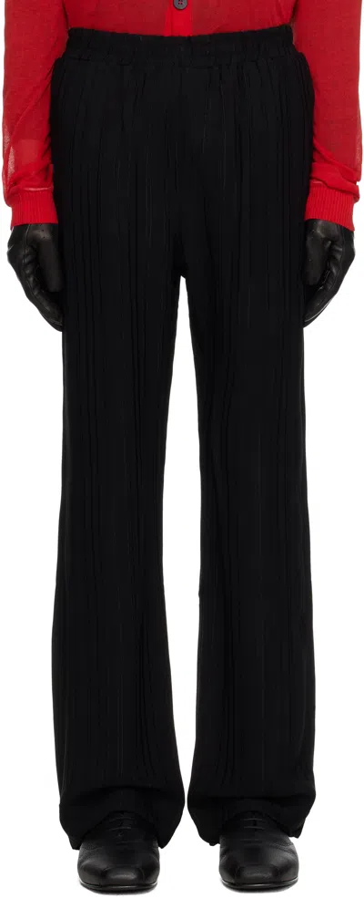 Ernest W Baker Black Pin Stripe Straight Fit Track Pants