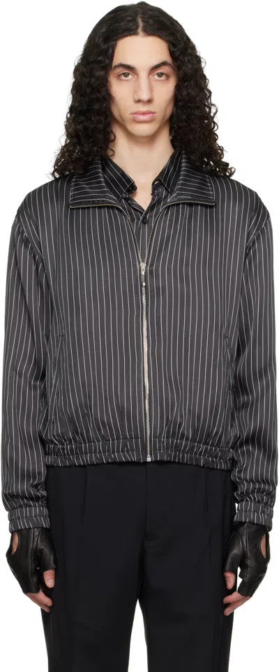 Ernest W Baker Black Pin Stripe Track Jacket In Multi