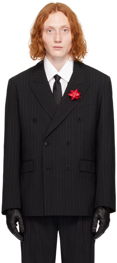 Ernest W Baker Black Pinstripe Blazer In 80's Pin Stripe