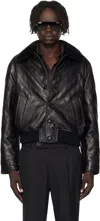 Ernest W Baker Black Quilted Leather Bomber Jacket In Black