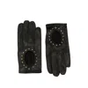 Ernest W Baker Perforated Studded Leather Gloves In Black