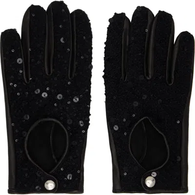 Ernest W Baker Black Sequin Driving Gloves