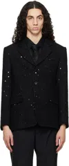 Ernest W Baker Black Single Breasted Blazer In Black