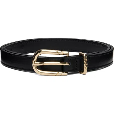 Ernest W Baker Black Skinny Leather Belt