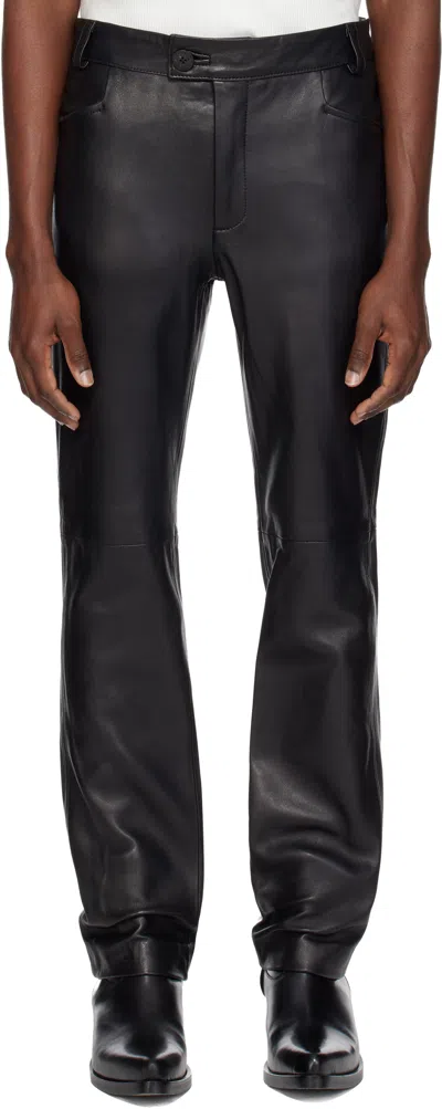 Ernest W Baker Black Straight-fit Leather Pants