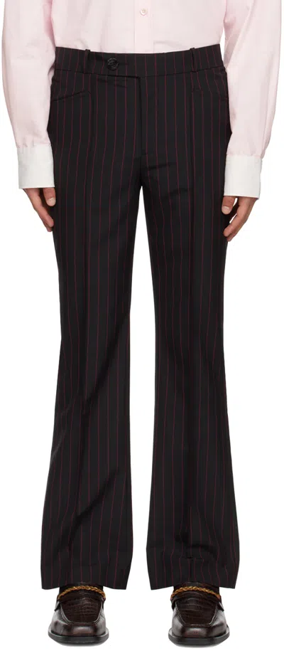 Ernest W Baker Black Stripe Trousers In Red Pin Stripe