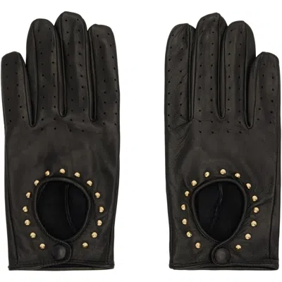 Ernest W Baker Black Studded Driving Gloves