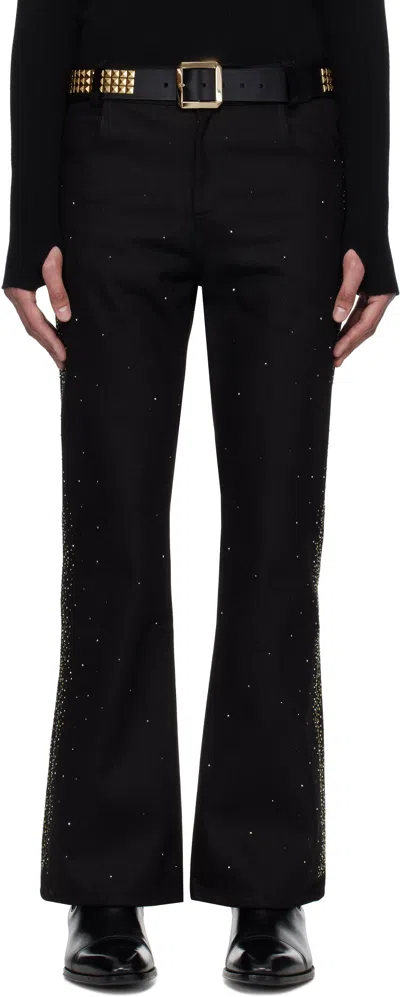 Ernest W Baker Black Studded Five Pocket Flare Jeans