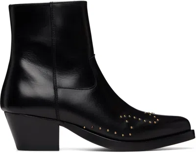 Ernest W Baker Black Studded Western Boots In Multi