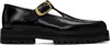 Ernest W Baker Black T-bar Loafers In Black