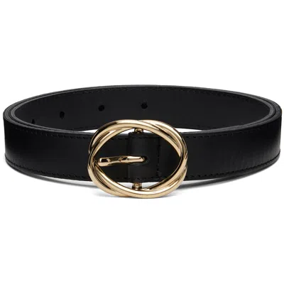 Ernest W Baker Black Twisted Buckle Leather Belt In Black Leather