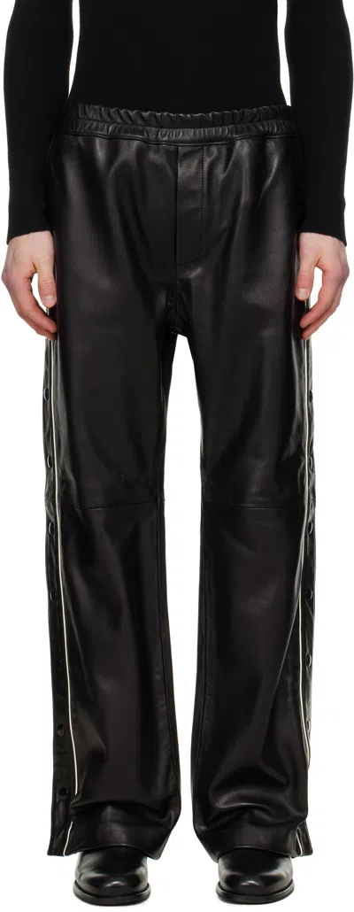 Ernest W Baker Black Warm Up Leather Pants In Black Leather