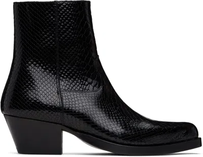 Ernest W Baker Black Western Boots In Black Snake