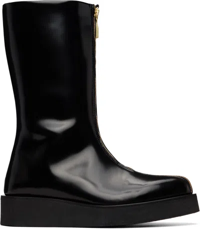 Ernest W Baker Black Zipp Boots In Multi