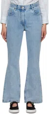 Ernest W Baker Blue Flared Jeans In Light Blue Organic D