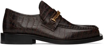 Ernest W Baker Brown Braided Chain Loafers In Brown Croc