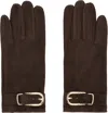 Ernest W Baker Brown Buckle Appliqué Leather Gloves In Brown