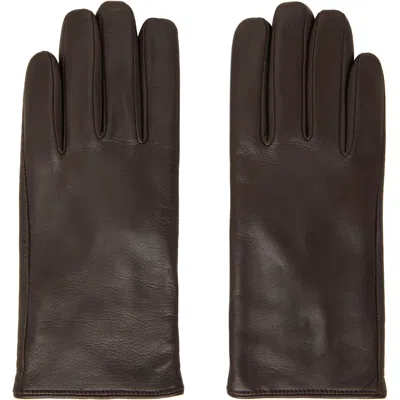 Ernest W Baker Brown Cashmere Lined Leather Gloves In Brown Leather