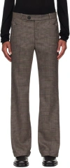 Ernest W Baker Brown Check Cuffed 70's Trousers In Brown Check