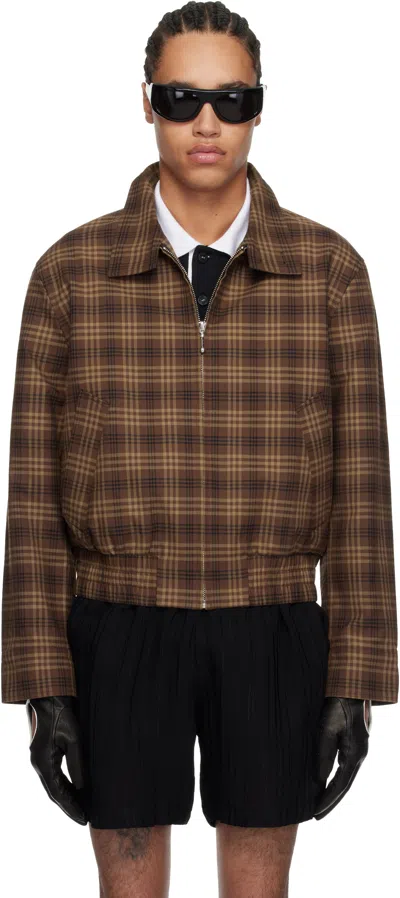 Ernest W Baker Brown Check Harrington Jacket
