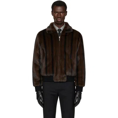 Ernest W Baker Brown Faux-mink Harrington Jacket